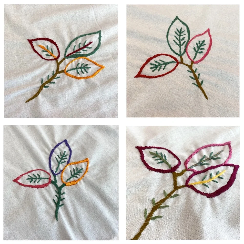 LAST CHANCE SALE! SET OF 2 Flowers Hand Embroidered Small Tablecloths